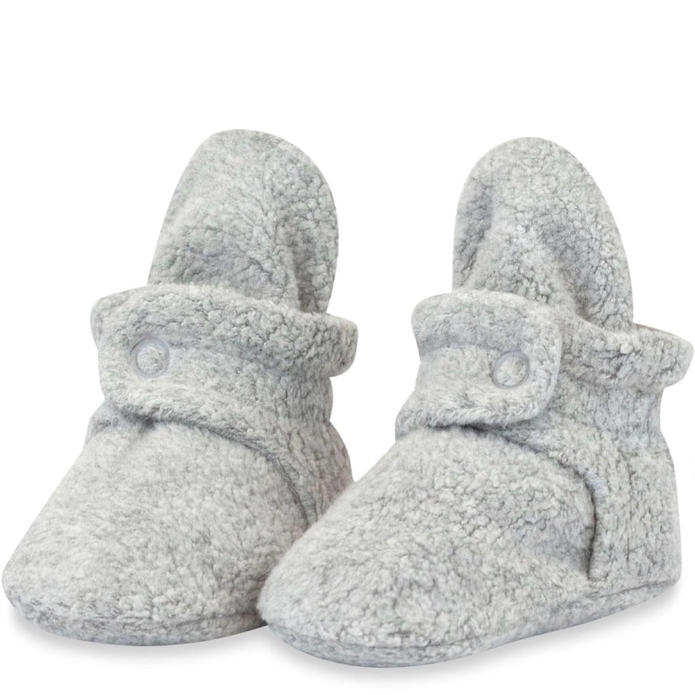 Zutano Cozy Grey Sherpa Baby Booties